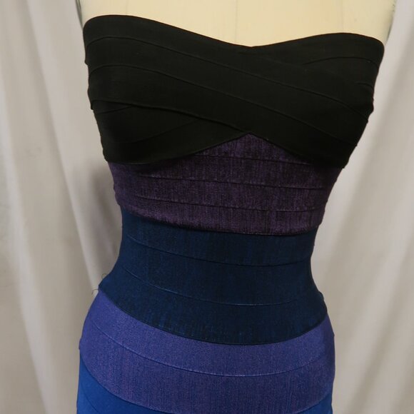 Strapless Colorblock Bandage Dress - Picture 2 of 7